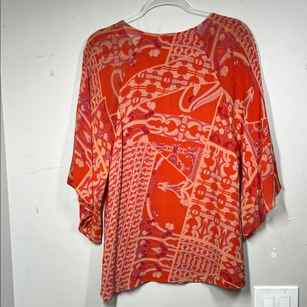 Sanctuary Boho Patchwork Embellished Kimono Sleeve Top, Size Medium - Picture 7 of 10